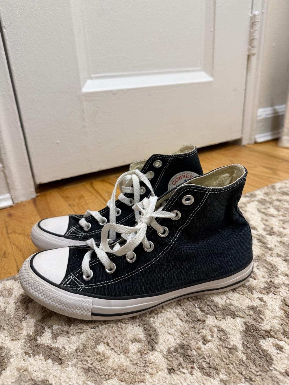 Converse Black High Top Canvas Sneakers with White Accents